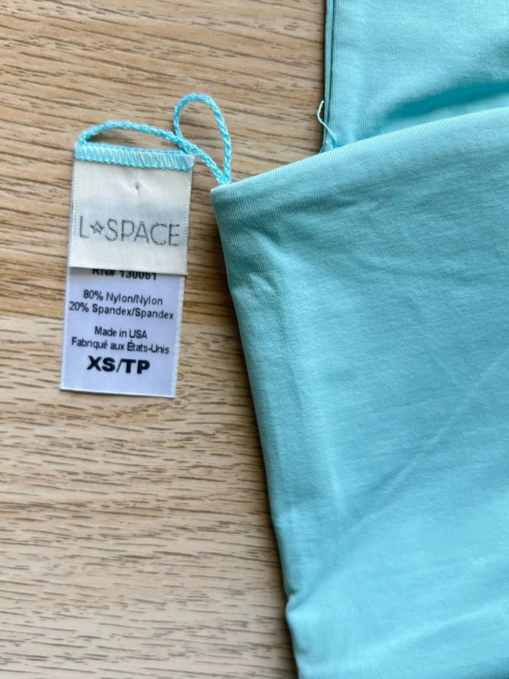 L*Space Parker Bikini Top Blue XS Wide Strap Square Neck